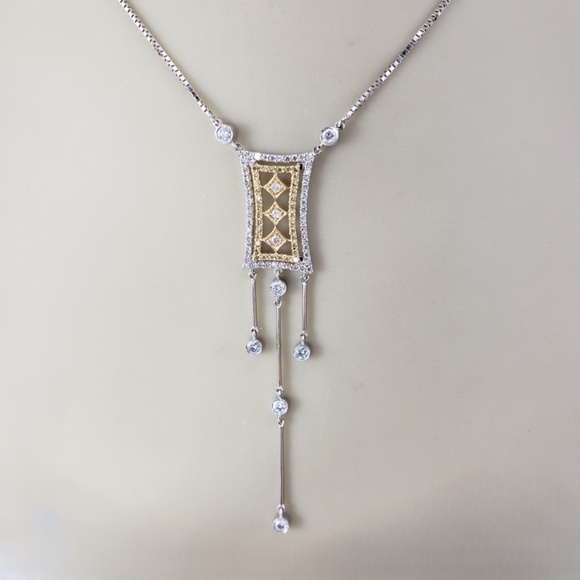 18K White and Yellow Gold and Diamond Art Deco Style Pendant Necklace #20647 - Picture 8 of 8